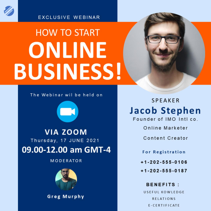 Gig Preview - Design online flyer webinar, zoom,  conference