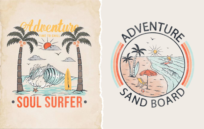 Gig Preview - Surfing summer t shirt and logo design