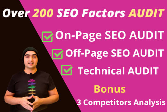 Gig Preview - Conduct an SEO audit of over 200 factors with an action plan for your website