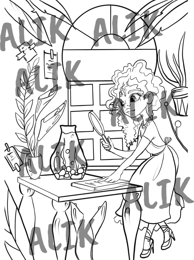 Gig Preview - Professionally draw african american cute little girl coloring book