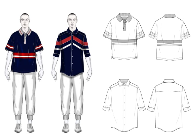 Gig Preview - Clothing design and technical drawing with illustration for men