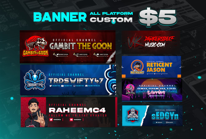 Gig Preview - Design a professional banner for twitch, youtube, twitter, etc