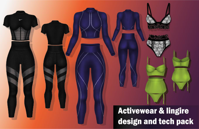 Gig Preview - Design tech pack for your active wear and lingerie