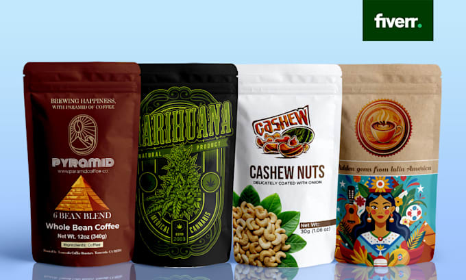 Gig Preview - Do coffee packaging, pouch packaging and label design for you