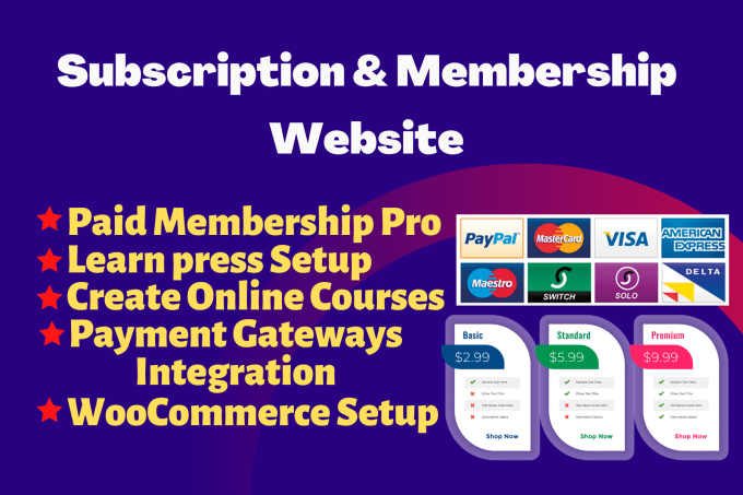 Gig Preview - Develop wordpress membership and subscription website