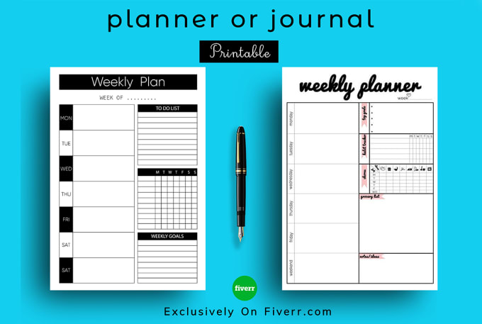 Gig Preview - Design printable daily, weekly, monthly planner and journal