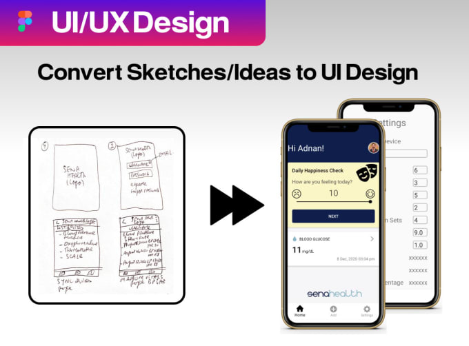 Gig Preview - Convert your sketches ideas in to modern UI UX for your app