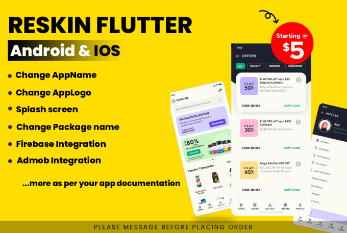 Gig Preview - Reskin, rebrand, redesign any codecanyon flutter app