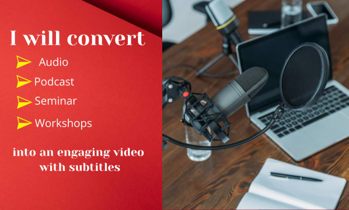 Gig Preview - Convert audio and podcasts to video with captions using matching stock footages