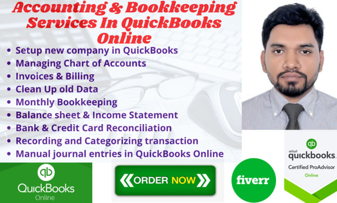 Gig Preview - Do bookkeeping services in quickbooks online