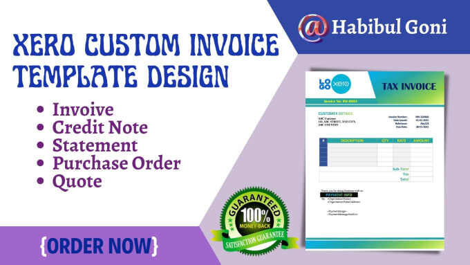 Gig Preview - Design xero custom invoice template branding theme