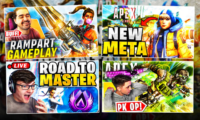 Gig Preview - Design eye catching apex legends youtube thumbnail