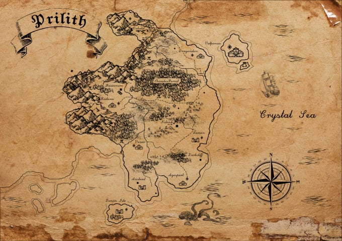 Gig Preview - Create a custom hand drawn fantasy map in photoshop for you