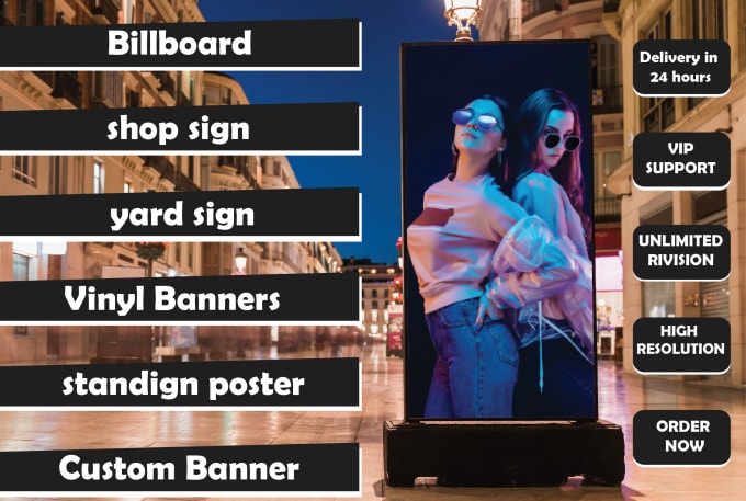 Gig Preview - Do custom billboard, shop, yard sign, vinyl and standing banner in 1 h