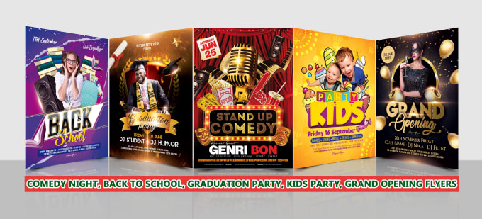 Gig Preview - Do flyer for kids party, comedy night, karaoke, back to school, after graduation