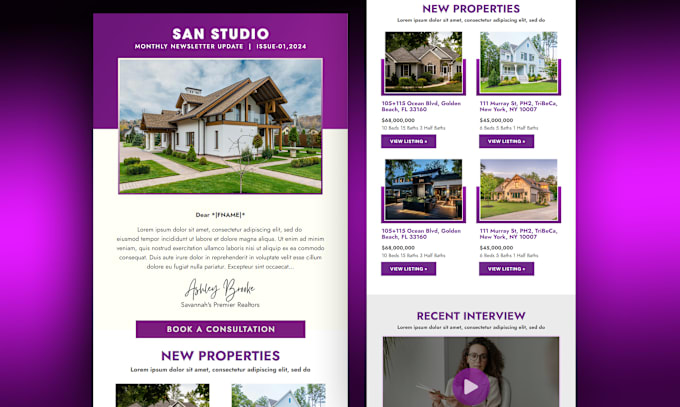 Gig Preview - Do mailchimp real estate or brand email template newsletter