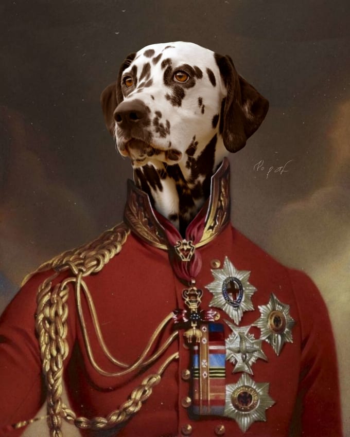 Gig Preview - Create a historical royal pet portrait of a dog, cat, or other pets