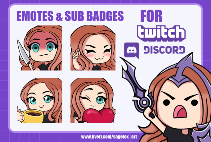 Gig Preview - Make custom twitch and discord emotes and badges