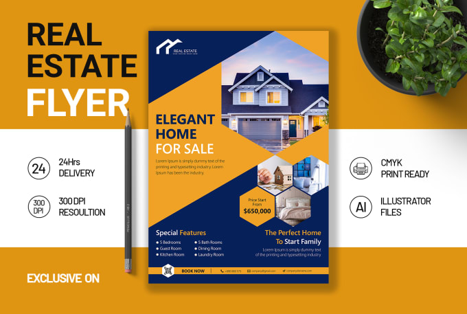 Gig Preview - Do new real estate flyer, construction, home, house sale and marketing flyer