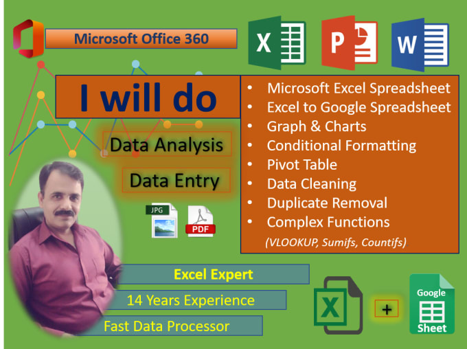 Gig Preview - Do excel formula, chart pivot table google sheet, data entry