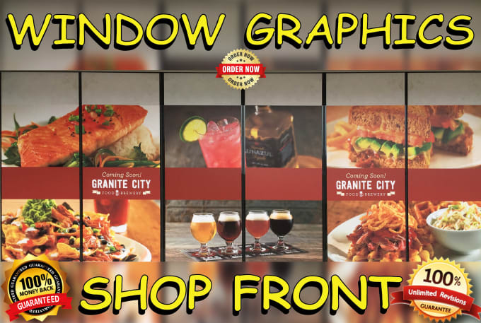 Gig Preview - Design attractive shop front, store front window graphics, signage designs