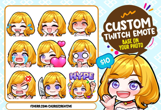 Bestseller - create cute and chibi twitch emotes, sub badges from your photo or vtuber model