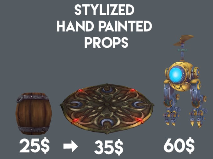 Gig Preview - Make 3d handapainted stylized low poly props