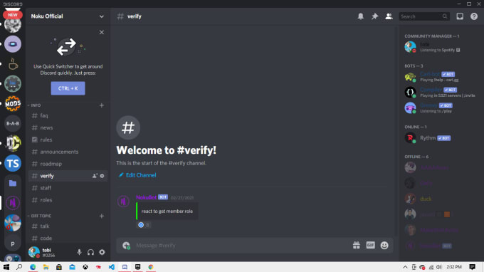 Gig Preview - Set up a professional discord bot in nodejs