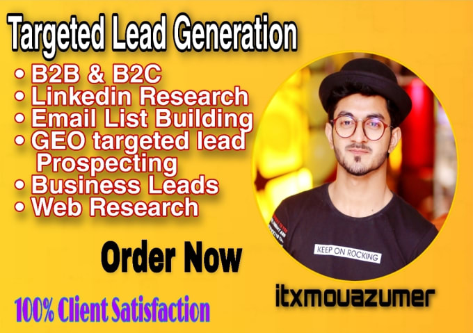 Gig Preview - Do b2b lead generation, online, web research,  prospect list, data entry expert