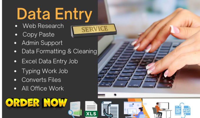 Gig Preview - Do perfect data entry, web research, chatgpt VA and excel expert