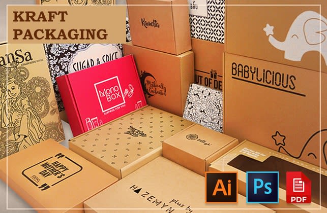 Gig Preview - Design custom product packaging mailer, kraft box, label for amazon, print ready