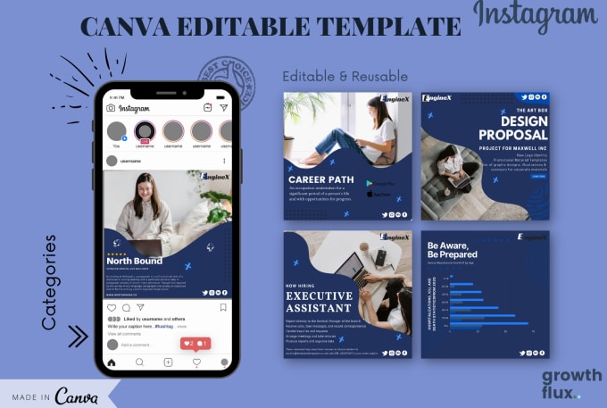 Gig Preview - Design custom canva template for instagram post,canva design