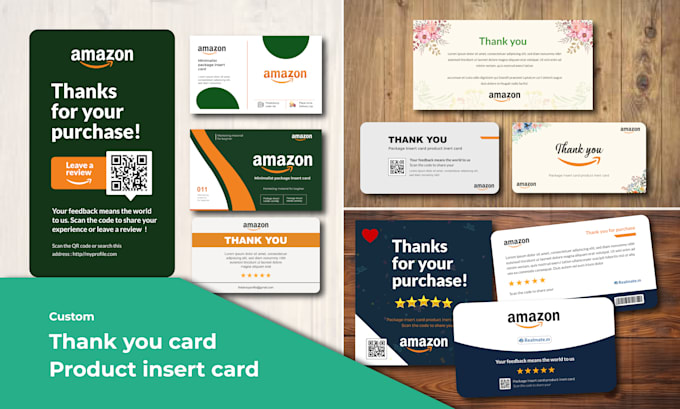 Gig Preview - Design amazon thank you card, product insert, package insert