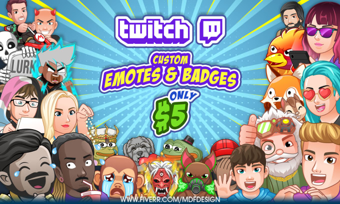 Gig Preview - Create cool custom kick, twitch, youtube emotes or sub badges