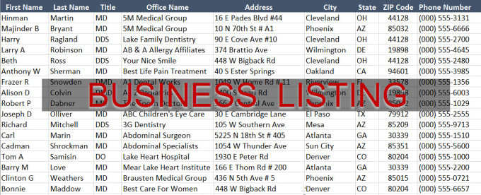 Gig Preview - Run targeted address listings for you based on city zip sic naics or other