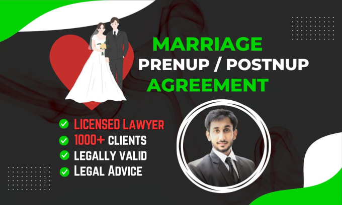 Gig Preview - Write legally binding prenup, postnup, or marriage agreement