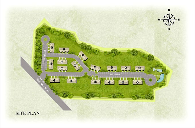 Gig Preview - Render 2d architectural site plan and town plan for real estate