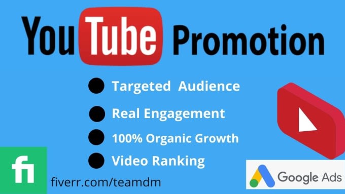 Gig Preview - Do  youtube video promotion use most organic method google adword