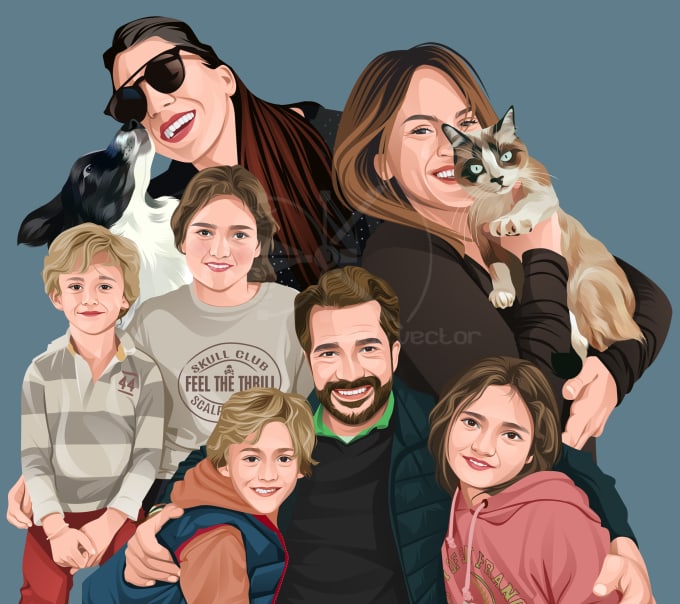 Gig Preview - Draw couple family portrait illustration from your photo