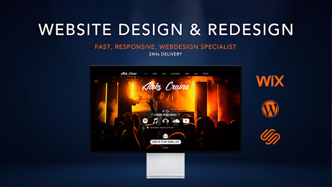 Gig Preview - Design your website with wix, squarespace or wordpress