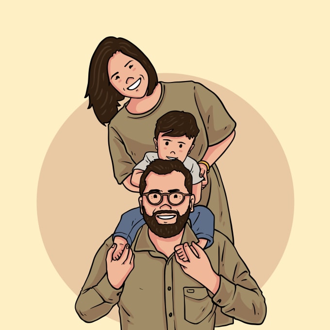 Gig Preview - Draw cute, minimalist family portrait illustration