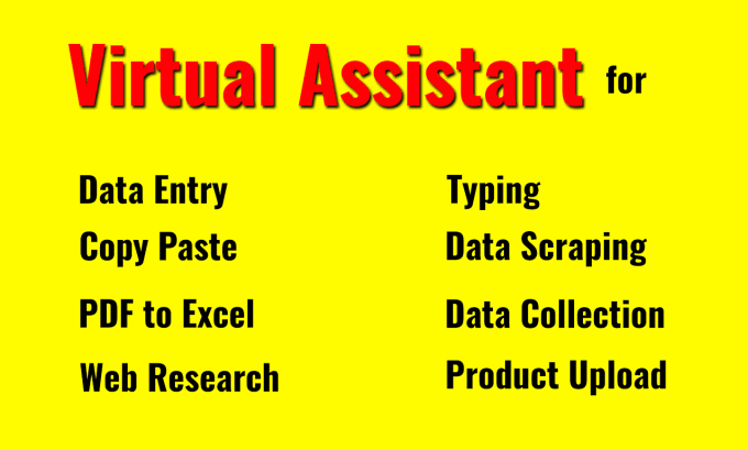 Gig Preview - Be your virtual assistant for data entry, copy paste, typing, excel data entry