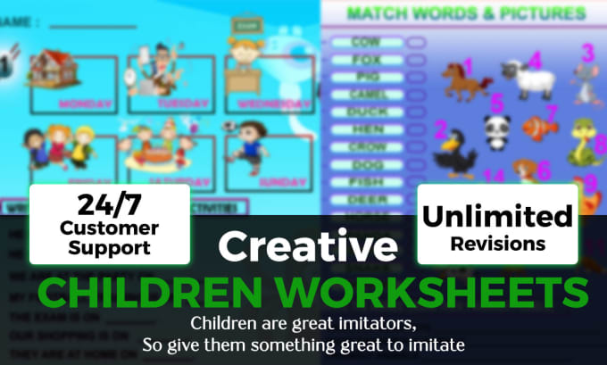 Gig Preview - Design creative educational worksheets for kids