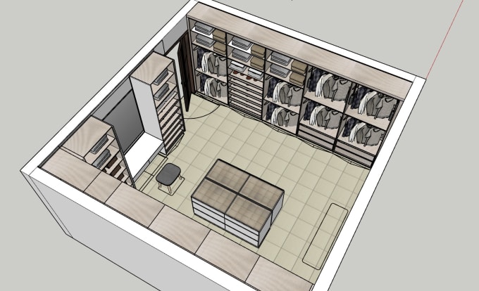 Gig Preview - Do walk in closet, millwork cabinet 2d floor plan and 3d model