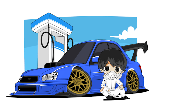 Bestseller - draw chibi car vector cartoon for your car