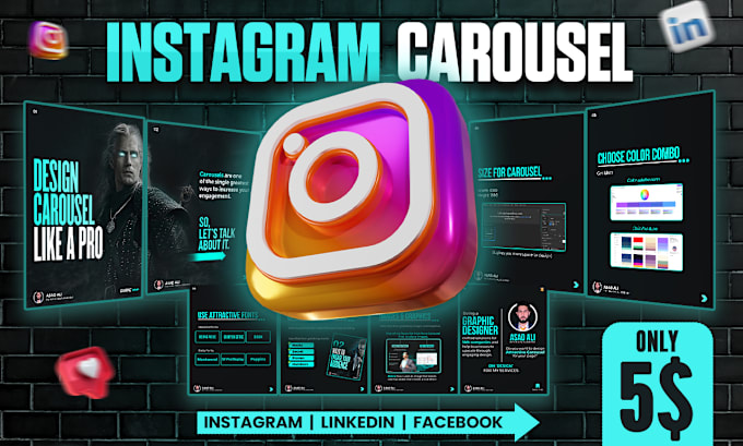 Gig Preview - Creative social media carousel post design, instagram and linkedin carousel post