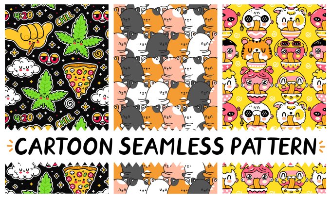 Gig Preview - Create cute unique cartoon seamless pattern