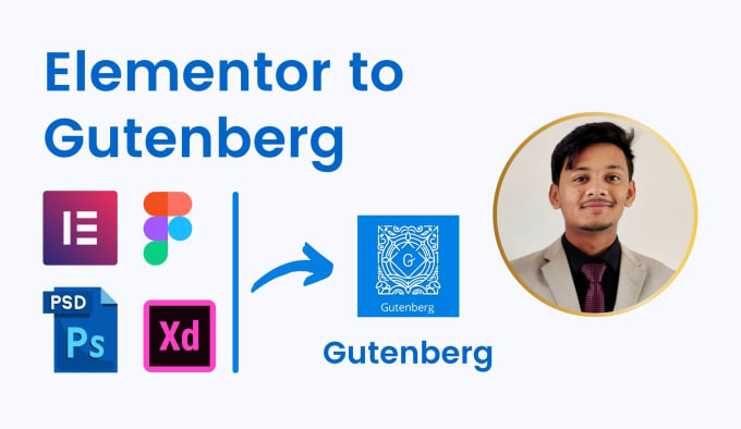 Gig Preview - Convert elementor to gutenberg block, PSD to gutenberg