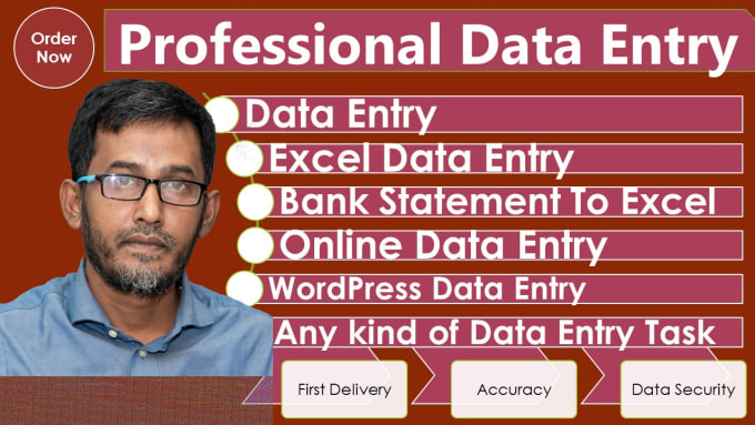 Gig Preview - Do professional data entry, pdf to excel, excel data typing