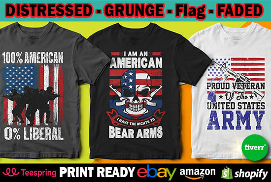 Gig Preview - Do distressed t shirt, flag t shirt american t shirt design